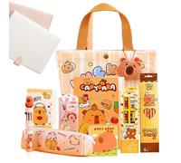 Juego de Papelería,Juego de Lápices, Parches Adhesivos, Estuches y Accesorios,Divertido Colegio Kapybar con Animales Dulces - para Niñas, Estudiantes, Niños, Adolescentes, Niños y Universidad