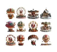 Juego de para árbol de Navidad de Madera, decoración de árbol de Navidad en 2D, 12 Unidades, decoración navideña para Fiestas, Apartamentos, chimeneas, Ventanas, Coches y Jardines