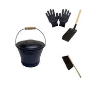 Juego de para chimenea con Cepillo y Guantes Juego de para chimenea | Tapa incluida, seguro, evita derrames, para ideal chimeneas, estufas leña