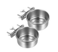 Juego De para Jaula De Pájaros - Plato Ďe Agua para Alimentos A Prueba Đe Derrames D́e Acero Inoxidable | Kit D̄e Cuenco Dé Alimentación Ṕara Loros, Alimentación Duradera con Montaje En Jaula