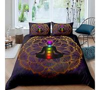 Juego de para niñas y Adultos, Funda nórdica Morada con Mandala Bohemia, Funda nórdica para habitación, Elegante, Bohemio, Zen, Espiritual, 3 Piezas