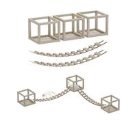 Juego de pared de escalada para gatos con 2 puentes y 3 tumbonas de madera, montaje en techo ajustable