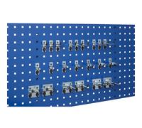 Juego de pared perforada eurokraft pro, juego completo: placa perforada + 22 portaherramientas