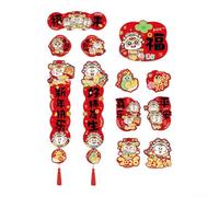 Juego de parejas magnéticas de año nuevo chino, juego de decoración de pared festivo de papel rojo con motivos auspiciosos para la celebración festiva de la oficina en casa (G)