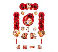 Juego de parejas magnéticas de año nuevo chino, juego de decoración de pared festivo de papel rojo con motivos auspiciosos para la celebración festiva de la oficina en casa (A)