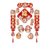 Juego de parejas magnéticas de año nuevo chino, juego de decoración de pared festivo de papel rojo con motivos auspiciosos para la celebración festiva de la oficina en casa (D)