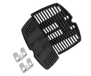 Juego de parrilla de hierro fundido para parrillas Weber Q100, Q1000 y Q1200 - 43 x 32 cm, 2 piezas de repuesto de alta resistencia con rejilla de cocción superior