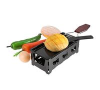 Juego de parrilla para raclette, juego de Partyclette antiadherente para llevar, sartén para raclette a la luz de las velas con mango para queso, carne, pescado y verduras