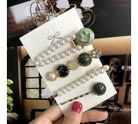 Juego De Pasadores De Pelo De Cristal Cuadrado De Perlas, Pinzas Para El Pelo Con Sonrisa Dulce Para Mujeres Y Niñas, Accesorios Para El Cabello Con Clip Lateral Esmerilado