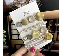 Juego De Pasadores De Pelo De Cristal Cuadrado De Perlas, Pinzas Para El Pelo Con Sonrisa Dulce Para Mujeres Y Niñas, Accesorios Para El Cabello Con Clip Lateral Esmerilado