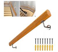 Juego de pasamanos Modernos de 30 a 4,5 m. Pasamanos de Escalera de Madera Maciza para Interiores, pasamanos de Seguridad para Montaje en Pared, Barra de Pasillo con Soportes de Acero inoxi