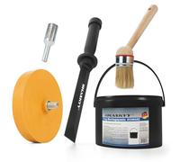 Juego de pasta de montaje para neumáticos de 3 kg, color negro, con cepillo para montaje de neumáticos, raspador limpiador, goma de borrar con adaptador, juego universal ideal para montaje y