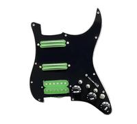 Juego de pastilla de guitarra eléctrica, de bobina única, cargadas, precableadas, 11 agujeros, SSS, rojo/blanco, perla blanca, accesorios para guitarra (golpeador verde BK)