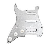 Juego de pastilla de guitarra eléctrica, de bobina única, cargadas, precableadas, 11 agujeros, SSS, rojo/blanco, perla blanca, accesorios para guitarra (amarillo y blanco perla)