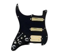 Juego de pastilla de guitarra eléctrica, de bobina única, cargadas, precableadas, 11 agujeros, SSS, rojo/blanco, perla blanca, accesorios para guitarra (golpeador amarillo BK)