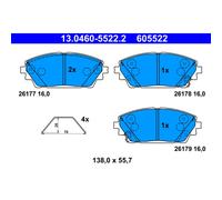 Juego de pastillas de freno ATE 13.0460-5522.2, delante