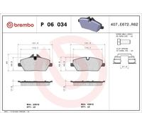 Juego de pastillas de freno BREMBO P 06 034 para BMW 1 (E87) 2 2004-2007