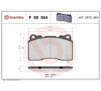 Juego de pastillas de freno BREMBO P 09 004 para CADILLAC STS 3.6 2005-2007