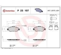 Juego de pastillas de freno BREMBO P 23 107 para FORD KA (RU8) 1.3 2008-2016