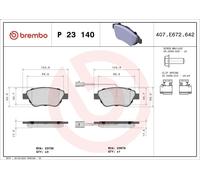 Juego de pastillas de freno BREMBO P 23 140 FIAT PANDA (169_) 1.3 2010-2013