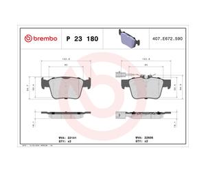 Juego de pastillas de freno BREMBO P 23 180, atrás