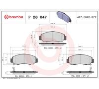 Juego de pastillas de freno BREMBO P 28 047 para HONDA FR-V (BE) 2 2004-2006