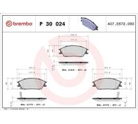 Juego de pastillas de freno BREMBO P 30 024 para HYUNDAI GETZ (TB) 1.1 2002-2005