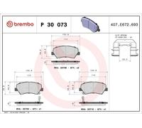 Juego de pastillas de freno BREMBO P 30 073 para KIA CEED (CD) 1.4 2018-2020