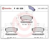Juego de pastillas de freno BREMBO P 49 039 MAZDA 6 Sedán (GH) 2 2007-2012
