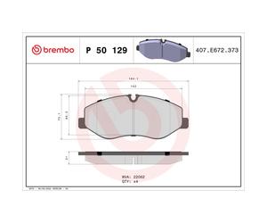 Juego de pastillas de freno BREMBO P 50 129, delante