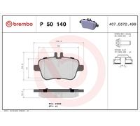 Juego de pastillas de freno BREMBO P 50 14 para SLC (R172) 2.2 2016-2017