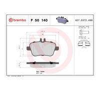 Juego de pastillas de freno BREMBO P 50 140, Trasero