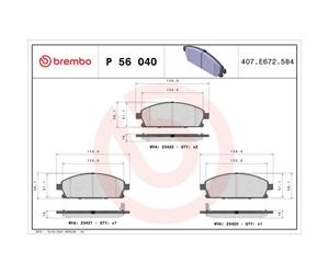 Juego de pastillas de freno BREMBO P 56 040, delante