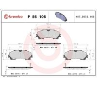 Juego de pastillas de freno BREMBO P 56 106 para INFINITI Q50 2 2014-