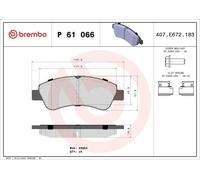 Juego de pastillas de freno BREMBO P 61 066 para DS DS 3 (SA_) 1.6 2015-2019