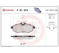 Juego de pastillas de freno BREMBO P 61 074 para CITROEN C2 (JM_) 1.1 2003-2012