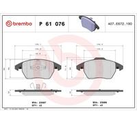 Juego de pastillas de freno BREMBO P 61 076 PEUGEOT RCZ 2 2010-2015