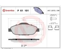 Juego de pastillas de freno BREMBO P 61 101 para 308 CC (4B_) 1.6 2009-2014
