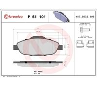 Juego de pastillas de freno BREMBO P 61 101 PEUGEOT 308 CC (4B_) 1.6 2009-2014