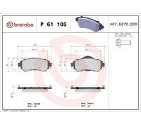 Juego de pastillas de freno BREMBO P 61 105 para DS4 (NX_) 1.6 2011-2015