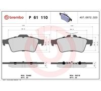 Juego de pastillas de freno BREMBO P 61 11 para PEUGEOT 508 I (8D_) 2 2010-2018