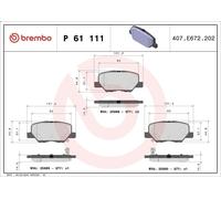 Juego de pastillas de freno BREMBO P 61 111 para 6 Sedán (GJ, GL) 2 2012-2018