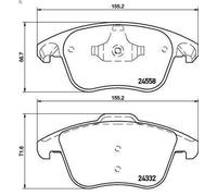 Juego de pastillas de freno BREMBO P 61 117 para PEUGEOT RCZ 2 2010-2015