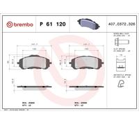 Juego de pastillas de freno BREMBO P 61 12 para 308 SW II (LC_) 1.6 2014-2021