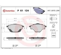 Juego de pastillas de freno BREMBO P 61 124 para DS DS 9 (X2_) 1.6 2021-2024