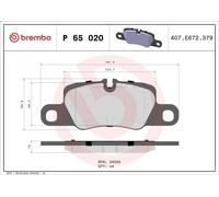 Juego de pastillas de freno BREMBO P 65 020 para PORSCHE 911 (991) 3.8 2012-2019