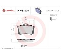 Juego de pastillas de freno BREMBO P 68 024 para C3 II (SC_) 1 2012-2016