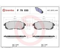 Juego de pastillas de freno BREMBO P 79 030 para NISSAN JUKE (F15) 1.6 2013-2019
