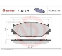 Juego de pastillas de freno BREMBO P 83 074 LEXUS IS II (_E2_) 2.5 2005-2013