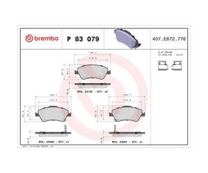 Juego de pastillas de freno BREMBO P 83 079, delante